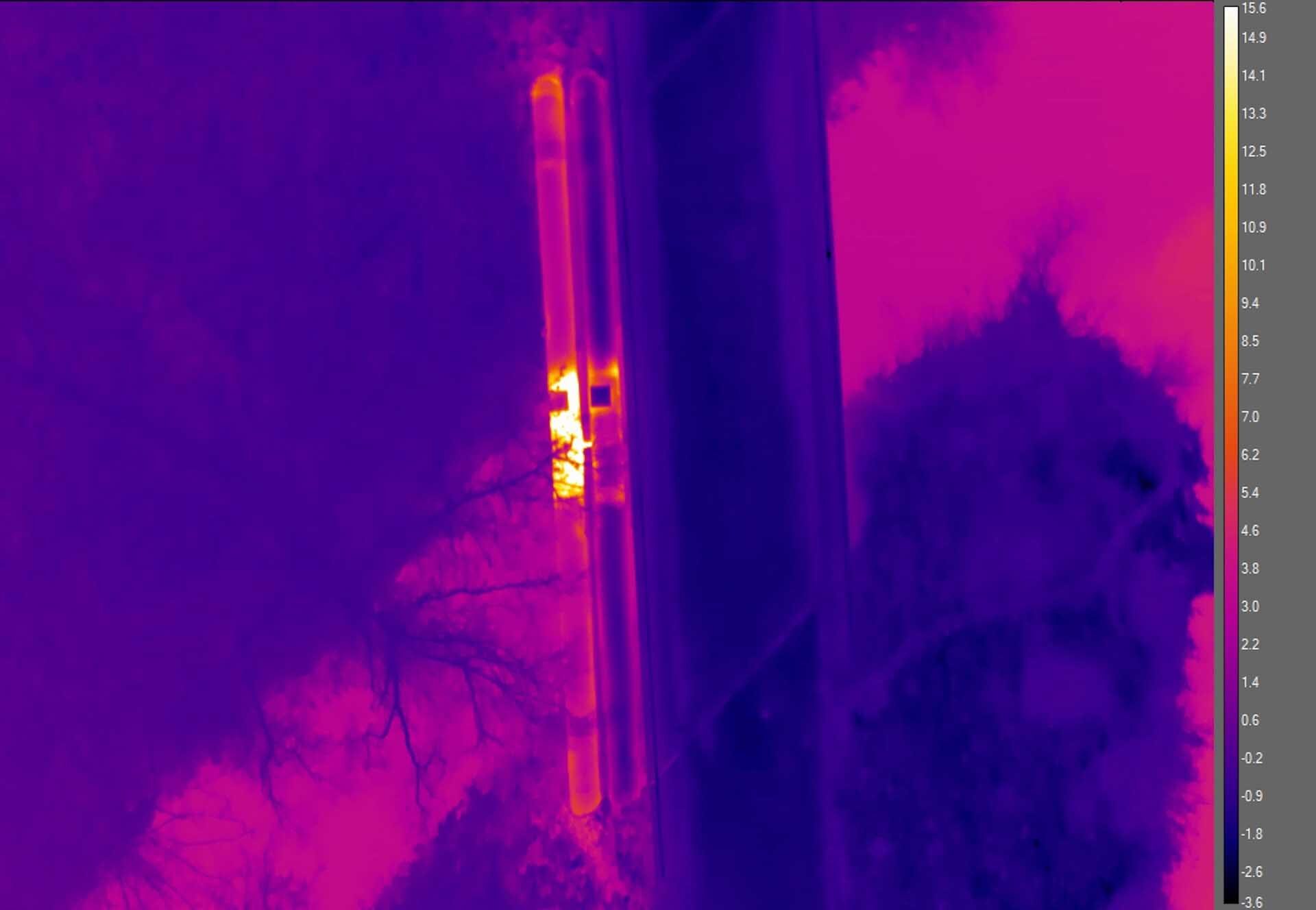 Thermalansicht, Leitungsleck Fernwärme | Fernwärmeinspektion