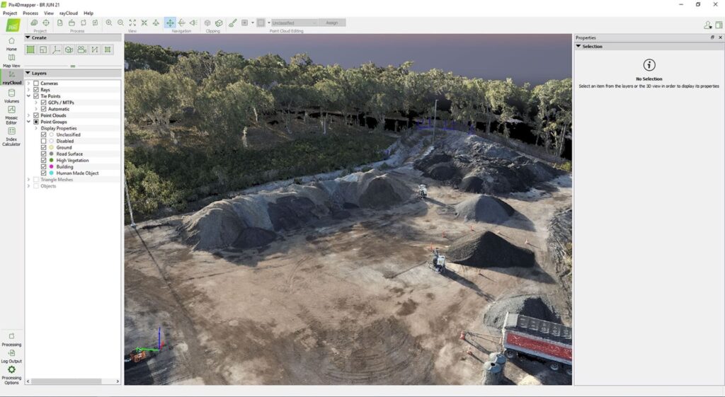 Pix4D Mapper, 3D Punktwolke Rohmaterialmenge, Deponie